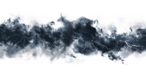 Dark storm clouds on a white background, creating a dramatic and intense atmosphere