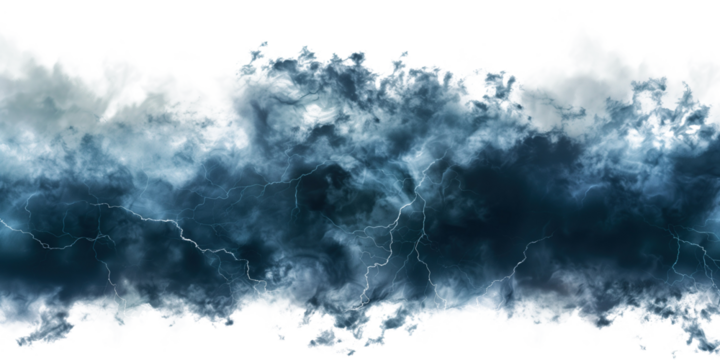 Dark storm clouds on a white background, creating a dramatic and intense atmosphere