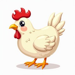 Naklejka premium Cute Cartoon Chicken Illustration - Adorable Farm Animal Clipart for Kids' Projects and Educational Materials