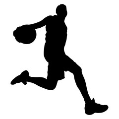 Basketball Player Silhouette on White Background. Vector Illustration.