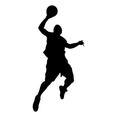 Basketball Player Silhouette on White Background. Vector Illustration.