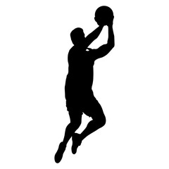 Basketball Player Silhouette on White Background. Vector Illustration.