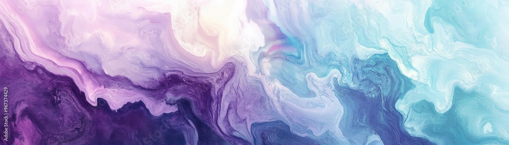 Poster an abstract blend of soft purple and aqua hues, creating a serene and calming visual perfect for bac