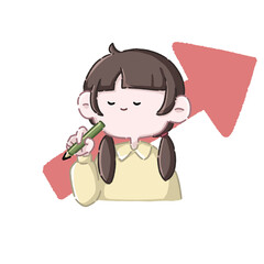 成績が上がって嬉しい女性(矢印付)
