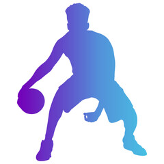 Basketball Player Silhouette with Colorful Design. Isolated Flat Vector Illustration