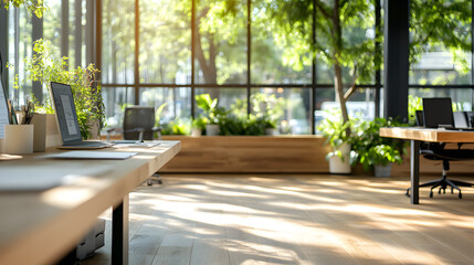 Obraz premium Design an office space that incorporates natural element