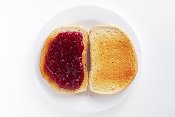 Fried white bread with jam