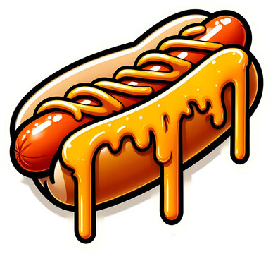 hot dog with dripping mustard clip art preview