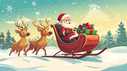 Fototapeta premium Cartoon illustration of celebration of Christmas,generated with AI.