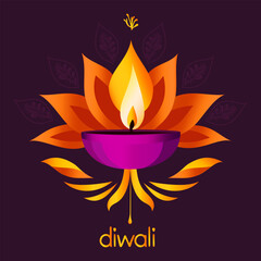 Happy Diwali. Indian traditional festival of lights. Diwali celebration.Vector illustration