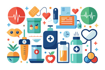 Medical and Healthcare Equipment and Tools Illustration
