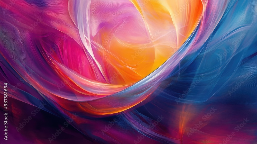 Poster dynamic representation of an abstract concept showcasing energy and movement through vivid colors an