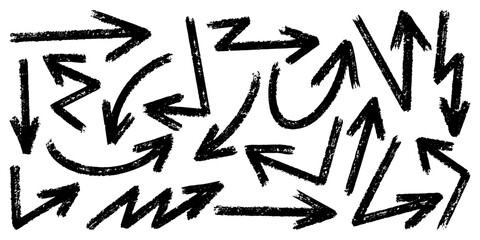 Set of Hand drawn vector arrows doodle on white background. design element vector illustration.