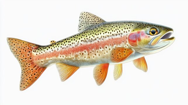 recommend clip art: Rainbow trout clipart, element, 3D illustration, realistic, isolated on white background