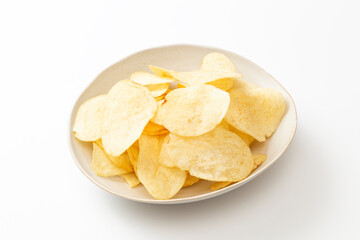白背景にポテトチップス
