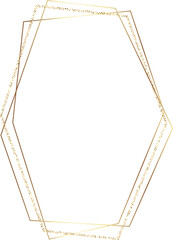 Golden Hexagonal Decorative Aesthetic Frame. Thin Gold Hexagon Border