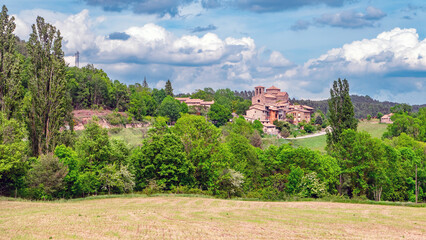 Sant Jaume de Frontanyà, Catalonia, Spain. Skyline of the village.