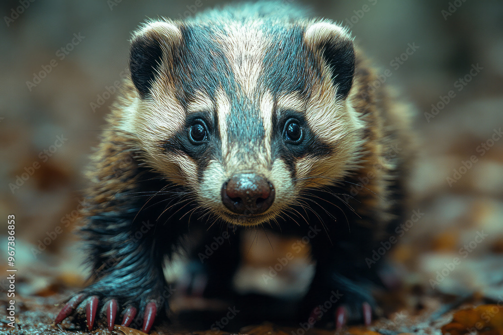 Poster a copper badger with ruby claws,