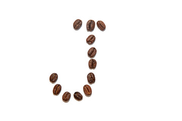 brown coffee bean letter J