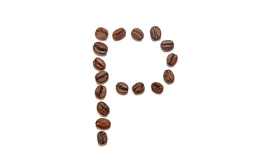 brown coffee bean letter P
