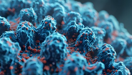  3d microscopic blue bacteria