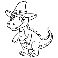Fototapeta premium dinosaur coloring page Free vector book line art for kids