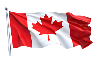 Wavy flag of Canada, isolated on white background