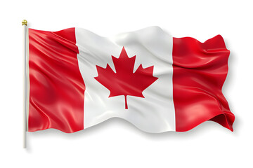 Wavy flag of Canada, isolated on white background