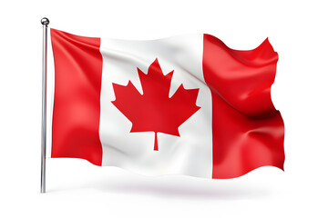 Wavy flag of Canada, isolated on white background