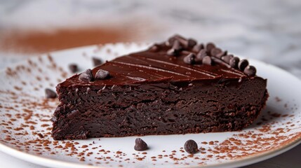 Chocolate brownie cake on a light background