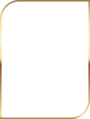 Gold Rounded Rectangle Aesthetic Metallic Frame. Classic Decoration. Golden Foil Border.