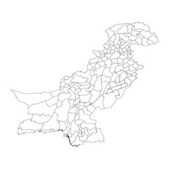 Pakistan map with administrative division. Vector illustration.