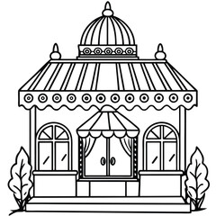 Fototapeta premium Russian Fairy Vitage House Coliring Page Line art