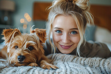 Image of funny cute dog after bathing generative ai concept