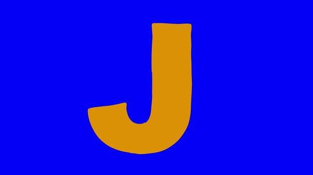 J letter big color forming blue screen. Cartoon bluebox animation compatibile part alphabet serie. Hand drawn bold educational style for children. Good for education movies, presentation, learning.
