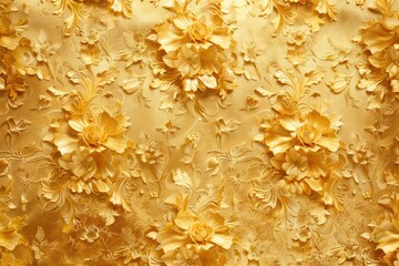Obraz premium Intricate gold floral design background adds a layer of elegance and richness to any creation. The ornate details and seamless pattern make it an excellent choice for digital art.