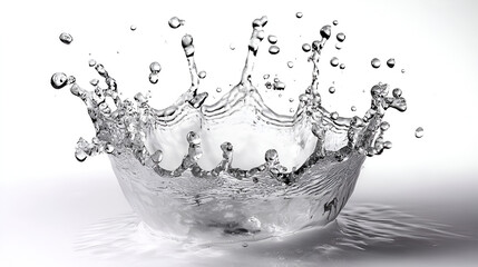 Crown water Liquid splash transparent on white, Water spreading on a white background The concept of refreshing

