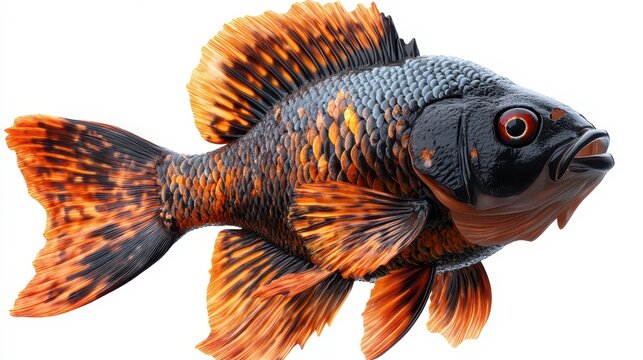 recommend clip art: Oscar fish clipart, element, 3D illustration, realistic, isolated on white background