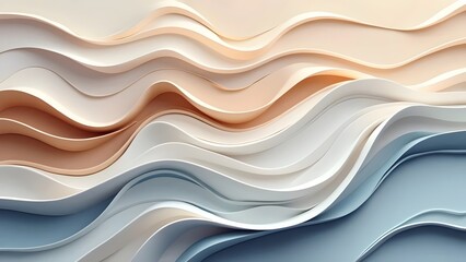 Abstract Wavy Pattern in Brown, White, and Blue