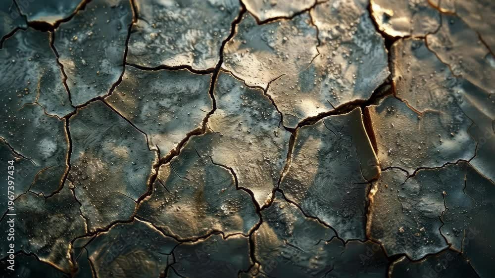 Poster exploring the intricate patterns of a cracked wall in an ancient structure
