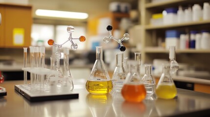 Chemical Lab Experiment with Glassware