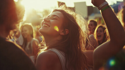music festival fans is dancing with joy in outdoor activity stages in palm springs coachella 