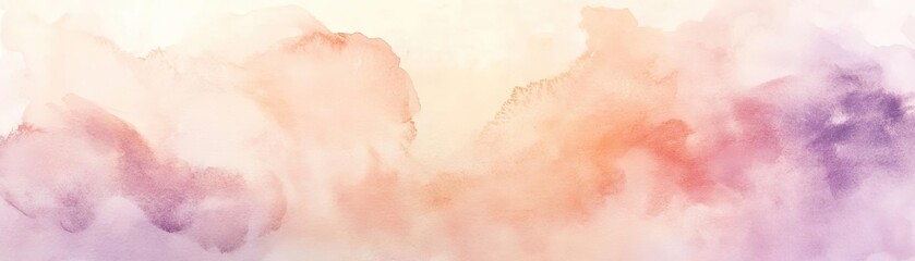 Fototapeta premium A soft watercolor background featuring delicate hues of pink, purple, and orange, perfect for design and artistic projects.