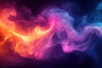 Fototapeta premium swirling tendrils of vibrant smoke form abstract patterns jewel tones blend seamlessly in fluid dreamlike composition mesmerizing play of light and color against dark backdrop
