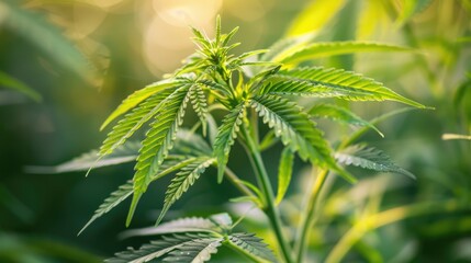 Fototapeta premium Close up modern background of high quality big size print of Cannabis sativa in the Cannabaceae family