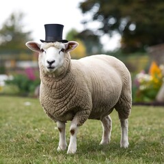 Fototapeta premium Sheep with a top hat