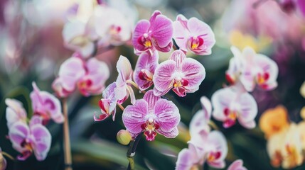 Obraz premium Close up of Moth Orchids in Purple and White