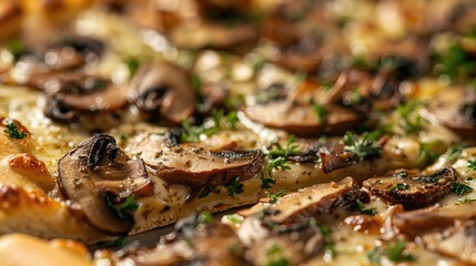 Close up of mushroom pizza