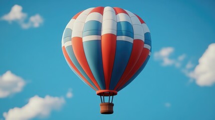 Naklejka premium Colorful hot air balloon floating in a blue sky.