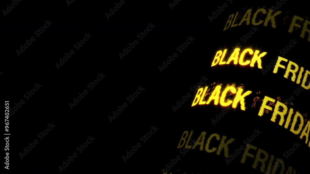 Poster loop black friday 3d tube glitch glittering gold text animation abstract background with copy space.